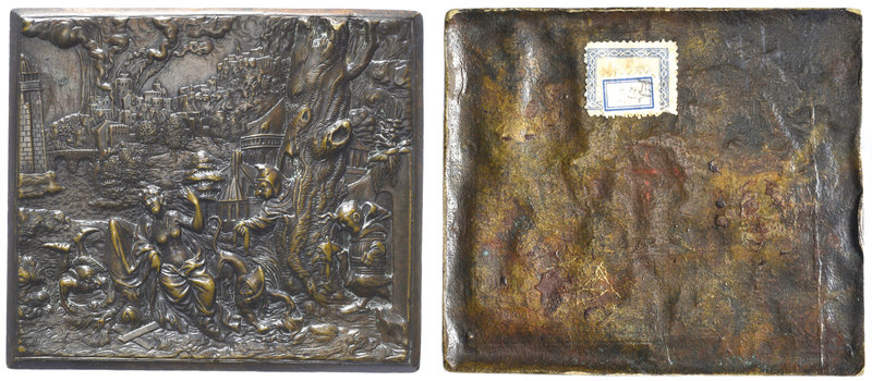 Peter Flötner (c. 1485-1546), Temptation of Faith, bronze plaquette, set in a mo...