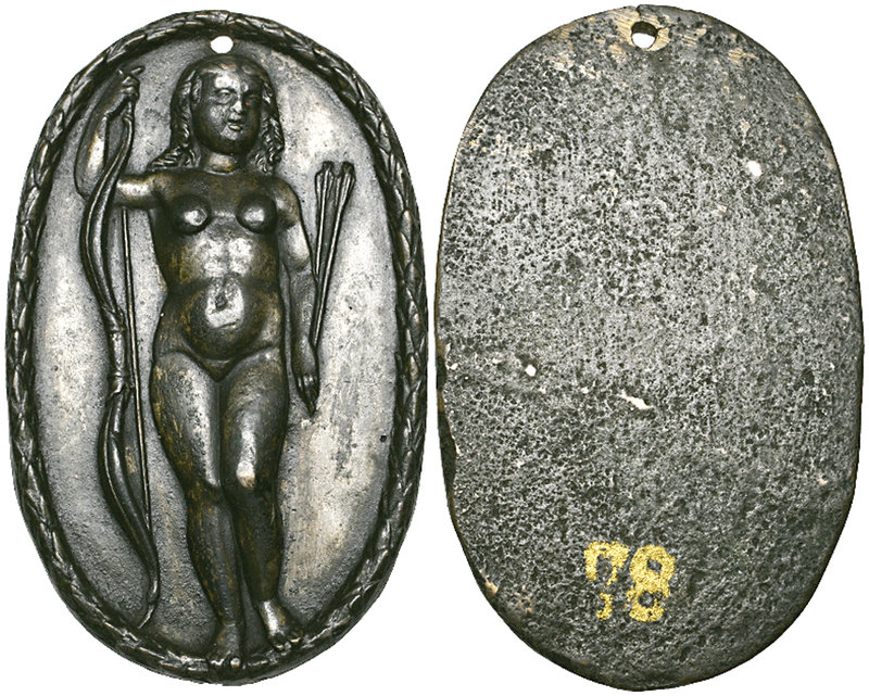Probably Florentine, before 1490, An Amazon, bronze plaquette, the naked figure ...