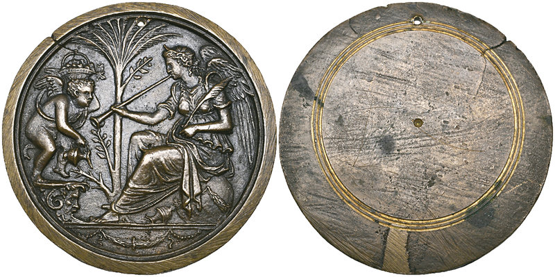 Andrea Briosco, called Riccio, Allegory of Fame, bronze plaquette, Fame seated l...