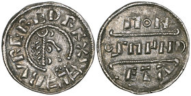 Mercia, Burgred (852-874), penny, Phase III, type D, moneyer Osmund, bvrgred rex, diademed bust right breaking inner circle, rev., osmvnd moneta, in t...