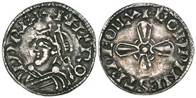 Harold I (1035-1040), jewel cross type penny, London mint, moneyer Godwine Stewer, rev., godpine stepe on lv, 1.03g (N. 802; S. 1163), very fine, mone...