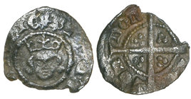 Richard II (1377-99), farthing, London, facing bust without neck, .20g (N. 1335; S. 1703), large chip below bust resulting in the loss of about a thir...