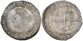Elizabeth I, Sixth issue, sixpence, 1592, m.m. tun, bust 6C (S. 2578B), good very fine, with a strong portrait

Estimate: GBP £180 - £220