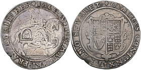 James I (1603-25), third coinage, crown, m.m. lis, 29.50g (FRC X/XVIII; N. 2120; S. 2664), edge flaw at 8 o’clock and faint graffiti behind horseman, ...