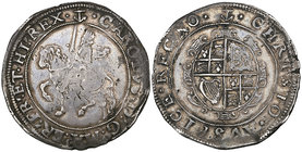 Charles I, Tower mint, halfcrown, group III, type 3c, m.m. anchor (flukes downwards), 14.91g (JGB 344 (this coin); N. 2211; S. 2775), on a large toned...