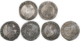Charles I, Tower mint, shillings (3), group B, second bust, type 1a, m.m. cross calvary, 5.76g (Sharp B1/1; cf. JGB 403; N. 2218; S. 2784); type 1b2, ...