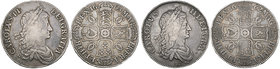 Charles II, milled coinage, crowns (2), 1662, first bust, rose below, edge undated (E.S.C. 340 [15A]; S. 3350); 1663, first bust, edge xv (E.S.C. 353 ...