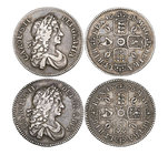 Charles II, shillings (2), 1668, 1676 with no stop after hib, both second bust, (E.S.C. 511, 536 [1030, 1047]; S. 3375), good fine, last better (2)
...