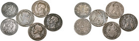 Charles II, sixpences (2), 1683, 1684, (E.S.C. 580, 581 [1523; 1524]; S. 3382); together with copper farthings (4) 1672, 1673, 1674, 1675 (S. 3394), f...