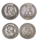 Charles II, pattern farthings (2), 1665, 1676, by J. Roettier, both in silver, 6.35g, 5.89g (BMC 407; 492), last with edge bruise, otherwise both good...