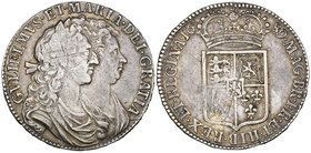 William & Mary, halfcrown, 1689, first busts, rev., first shield, caul and interior frosted, pearls, edge primo (E.S.C. 826 [503]; S. 3434), some adju...
