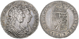 William & Mary, halfcrown, 1689, first busts, rev., second shield, no frosting, pearls, edge primo (E.S.C. 845 [511]; S. 3435), some surface marks, ot...