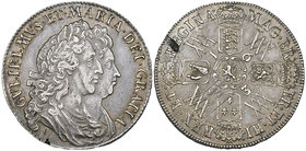 William & Mary, halfcrown, 1693, 3 over inverted 3, second busts, rev., third shields, f over e in fr, edge qvinto (E.S.C. 859 [521B]; S. 3436), two m...