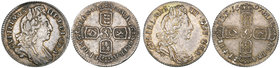 William III, sixpences (2), 1696, first bust, possible E over C in GVLIELMVS (E.S.C. 1202 or 1207 [1533-4]; S. 3520), 1697, third bust (E.S.C. 1238 R ...