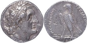285-246 aC. Imperio Ptolemaico. Ptolomeo II Philadelphos. Alejandría. Tetradracma. SV 548. Ag. 13,30 g.  Cabeza diademanda de Ptolomeo a derecha / Águ...