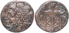 240-215 aC. Hieron II. Sicilia (Siracusa). Litra. CNS.195 p. 371 . Ae. 5,96 g. Cabeza de la personificación de Poseidón a la izquierda, peinado con co...