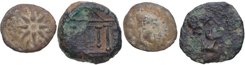 200 -100 aC. Hispania. MALACA. Lote de 2 moneda: 1 Sextante y 1 Cuandrante. Ae. ...