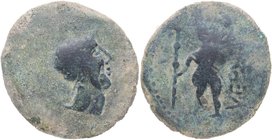 150 – 50 aC. Ventipo. As. FAB 2516. Cu-Ni. 22,88 g. Cabeza masculina con casco a la derecha /VENTIPO leyenda en vertical, soldado en atuendo militar e...