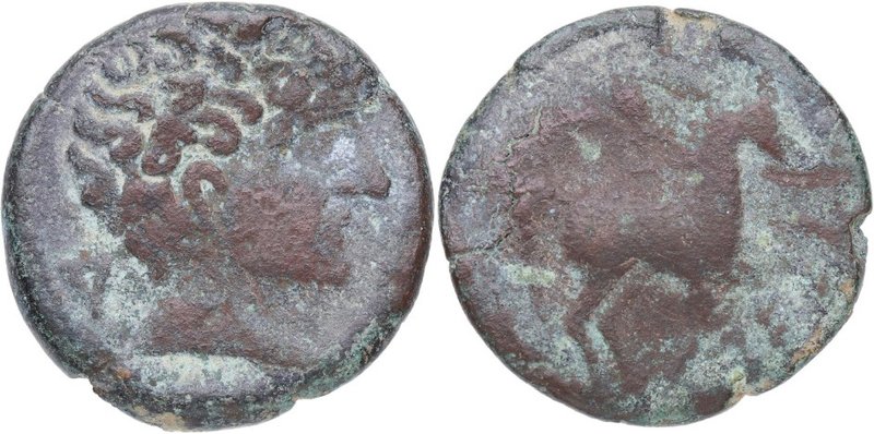 120-20 aC. Cesse/Tarraco. As. Cu . 7,97 g. Cabeza masculina descubierta a la der...