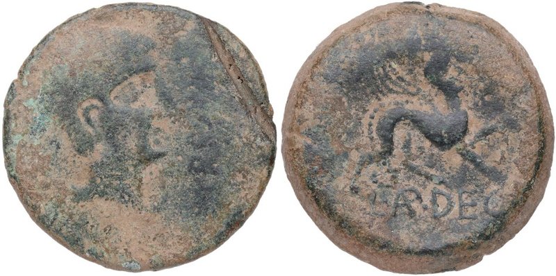 50 aC. Ursone. As. FAB 2501. Cu-Ni. 33,39 g. Cabeza masculina a la derecha, dela...