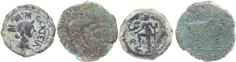 As:14-36 dC/Semis: 80-20 aC. Tiberio. Ceca As: Turiaso/ Ceca Semis: Carteia. Lot...