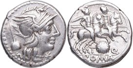 126 aC. Familia Quinctia. Roma. Denario. FFC 1084. Ag. 3,91 g. Atractiva. Escasa. EBC. Est.150.