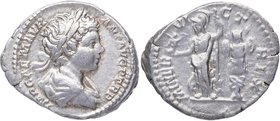 198 dC. Caracalla. Roma. Denario. RIC IV Caracalla 25a (denarius). Ag. 3,45 g. IMP CAE M AVR – ANT AVG P TR P: Busto de Caracalla, laureado, drapeado ...