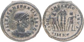 333-335 dC. Constantino II. Sicicus (Turquía). Medio centenional. RIC VII 60. Cayón 325. Cohen 104. Ae. 2,30 g. FL IVL CONSTANTIVS NOB C Busto de Cons...