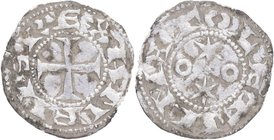 1065 - 1109. Alfonso VI (1065-1109). Reino de Castilla y León. Toledo. Dinero (de aros y estrellas o de la creación). Mozo A6:6:4 similar. Ag. 0,90 g....