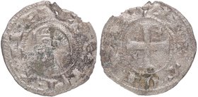 Alfonso VIII (1158-1214). Toledo. Meaja. Mozo A8:30.4. Ve. Busto de rey a izquierda, “. ANFVS REX” /Cruz equibracial cantonada de dos estrellas de cin...