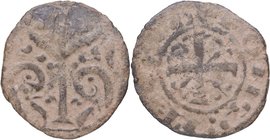 1188-1230. Alfonso IX (1188-1230). Ceca incierta. Dinero Moneta Regis. Núñez tipo 116. Ve. 1,02 g. BC+. Est.20.