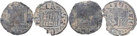 Alfonso X (1252-1284). Marca de ceca creciente y sin marca de ceca. Lote 2 monedas: Pujesa. Mar 280, 288.3. BC- a BC. Est.15.