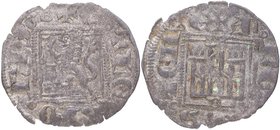 1312-1350. Alfonso XI (1312-1350). Burgos. Dinero (noven en otros catálogos). Mar 483.8. Ve. 0,71 g. Restos de plateado original. Creciente sobre las ...