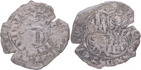 1369-1379. Enrique II (1369-1379). Sin marca de ceca. Real (de vellón). Mar 570. Ve. 2,49 g. Roeles en los ejes del escudo. BC+. Est.15.