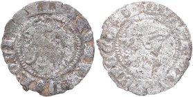 1379-1390. Juan I (1379-1390). Sevilla. 1/2 Blanca. Bautista-735. Ve. 0,51 g. S delante del cordero MBC-. Est.35.