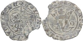 1379-1390. Juan I (1379-1390). Toledo. Blanco del Agnus Dei. Mar 731.1. Ve. 1,40 g. Ligera rotura. MBC-. Est.30.