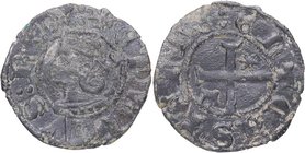 1390-1406. Enrique III (1390-1406). Burgos. 1 Meaja (seisén en Martínez). Mar 784. Ve. 0,61 g. Estella y B. MBC. Est.40.