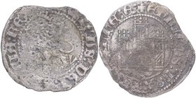 1390-1406. Enrique III (1390-1406). Burgos. Cinquén. Mar 774.4. Ve. 1,04 g. V detrás del león. BC+ / MBC-. Est.30.
