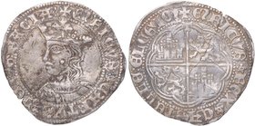 1454-1474. Enrique IV (1454-1474). Toledo. 1 Real. Punto de centrado. Mar 887. Ag. 2,96 g. Levísima grieta. Muy bello arte. MBC+. Est.450.