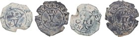 1469-1504. Reyes Católicos (1469-1504). Cuenca y Granada. Lote de dos Blancas. Ve. BC y BC+. Est.15.