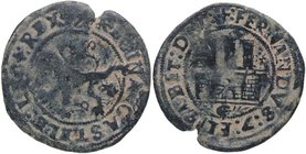 1469-1504. Reyes Católicos (1469-1504). Sevilla. 2 Maravedís. Cy-2475. Ae. 4,17 g. MBC-. Est.25.