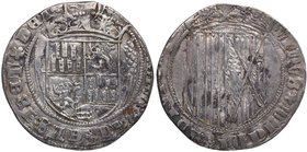 1474. Reyes Católicos (1469-1504). Segovia. 1 Real . Anterior a la pragmática. Ag. 2,81 g. Muy escasa. MBC+ / EBC-. Est.350.