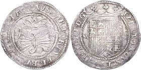 1469-1504. Reyes Católicos (1469-1504). Sevilla. 1 Real. Ag. 3,37 g. M a izquierda y T a derecha. MBC+. Est.70.