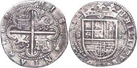 1556-1598. Felipe II (1556-1598). Sevilla. 8 Reales. Cy 3944. Ag. 27,04 g. MBC+. Est.120.