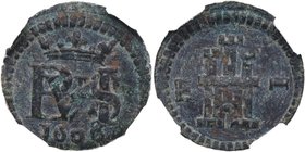 1606 dC. Felipe III (1598-1621). Segovia. 1 Maravedí. Cal-861. Encapsulada por NN Coins (nº 2762876-027) como XF 45. EBC. Est.85.