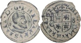 1662. Felipe IV (1621-1665). Cuenca. 8 Maravedís. J&S M-204. Ve. 2,00 g. BC+. Est.20.