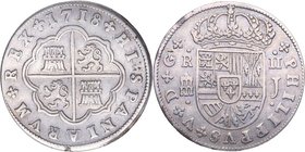 1718. Felipe V (1700-1746). Segovia. 2 Reales. J. Cy 8691. Ag. 5,48 g. MBC. Est.70.