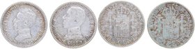 1904 *no visible y 1910 *10. Alfonso XIII (1886-1931). Madrid. Lote de dos monedas de 50 Céntimos. Cy 17604 y Cy 17606. Ag. MBC. Est.10.