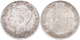 1900*00. Alfonso XIII (1886-1931). SMV. 1 Peseta. Ag. 4,98 g. SC. Est.100.