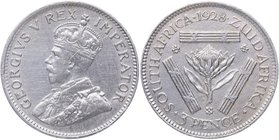 1928 dC. Africa del Sur. 3 Pence. KM 15.1. Ag. 1,41 g. EBC+. Est.50.